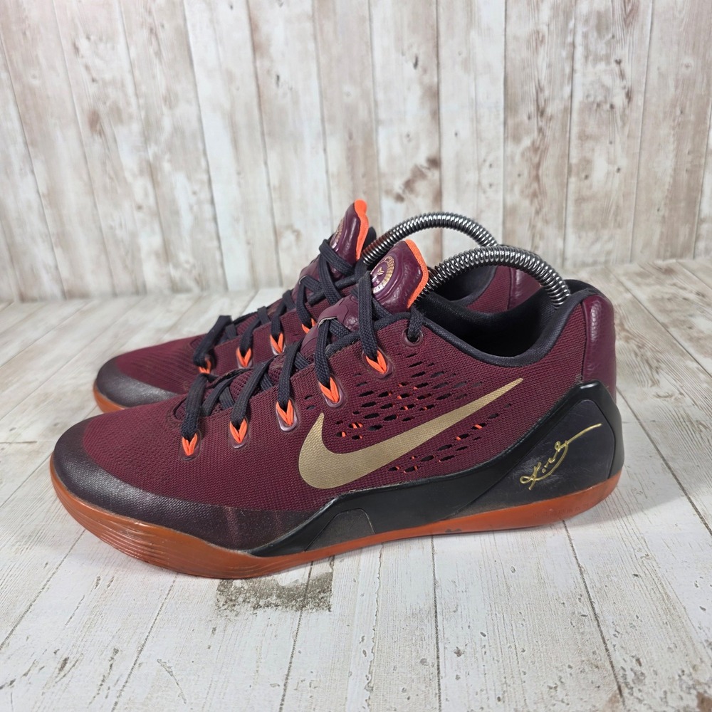 Nike Kobe 9 EM Deep Garnet Metallic Gold Basketball Shoes 646701-678 Mens 8 - Picture 4 of 8